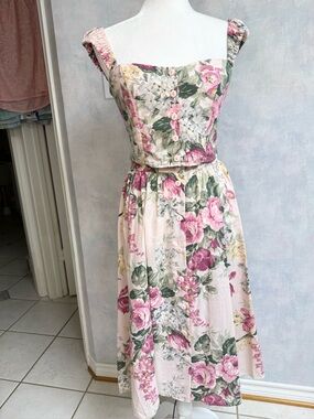 NWOT VTG Sun Dress - Skirt & Crop Top Princess Neck Off-Shoulder, Smocked Back